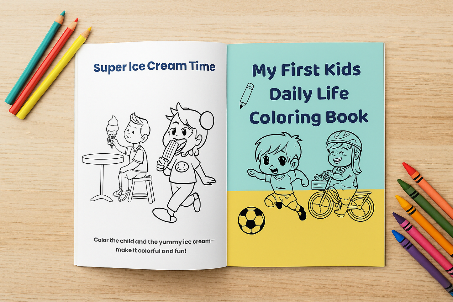 My First Kids Daily Life Coloring Book – 20 Printable Pages (PDF)