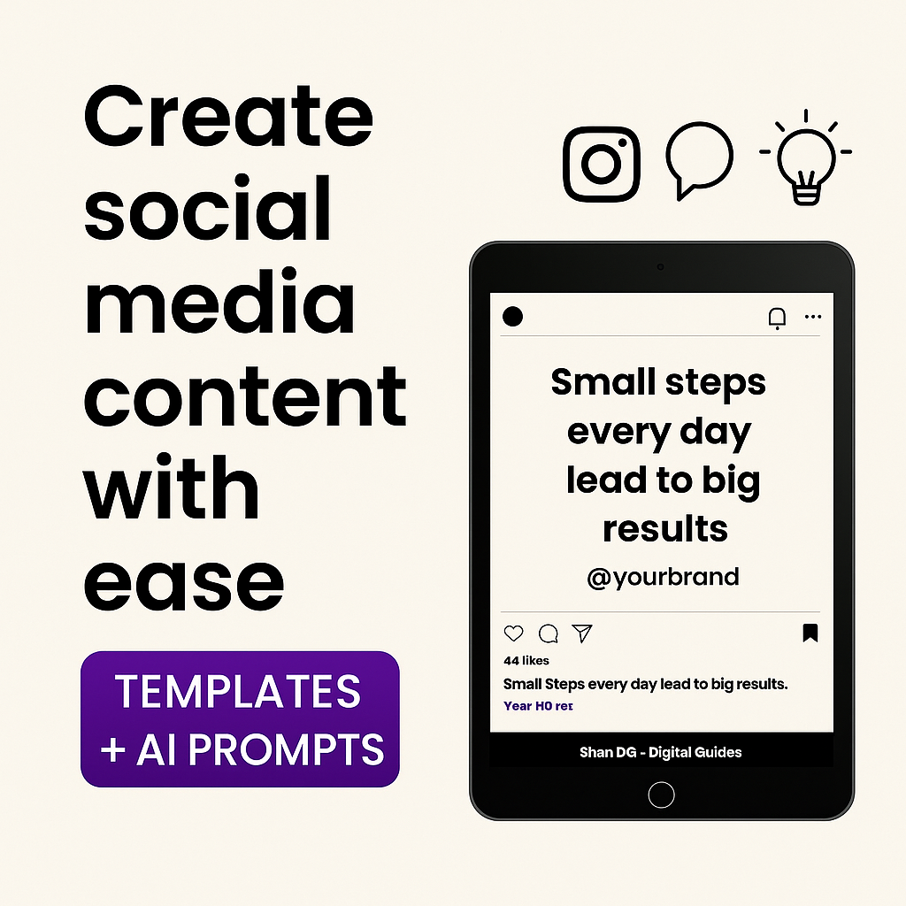 Social Media Content Bundle | 30 AI Prompts + 15 Canva Templates + PDF Guide