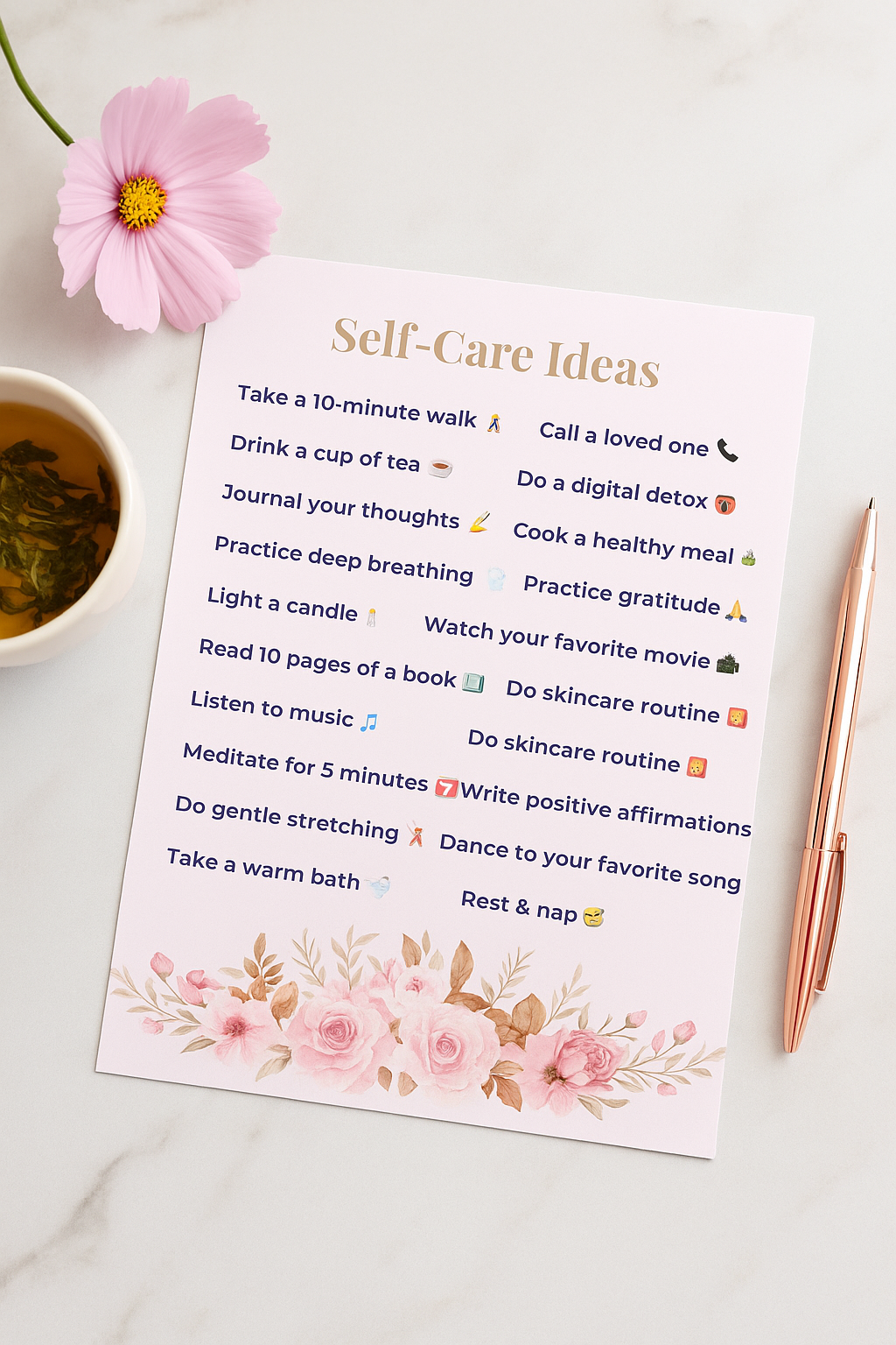 Self-Care Journal – 38 Pages Printable & Digital PDF