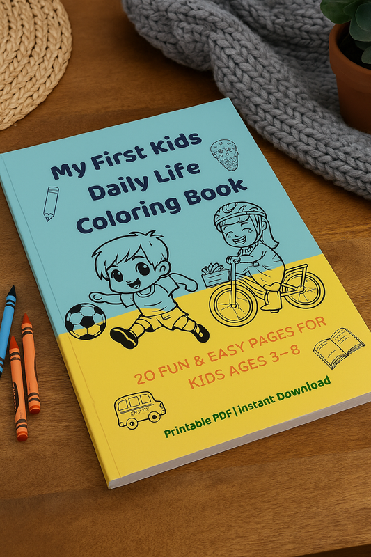My First Kids Daily Life Coloring Book – 20 Printable Pages (PDF)