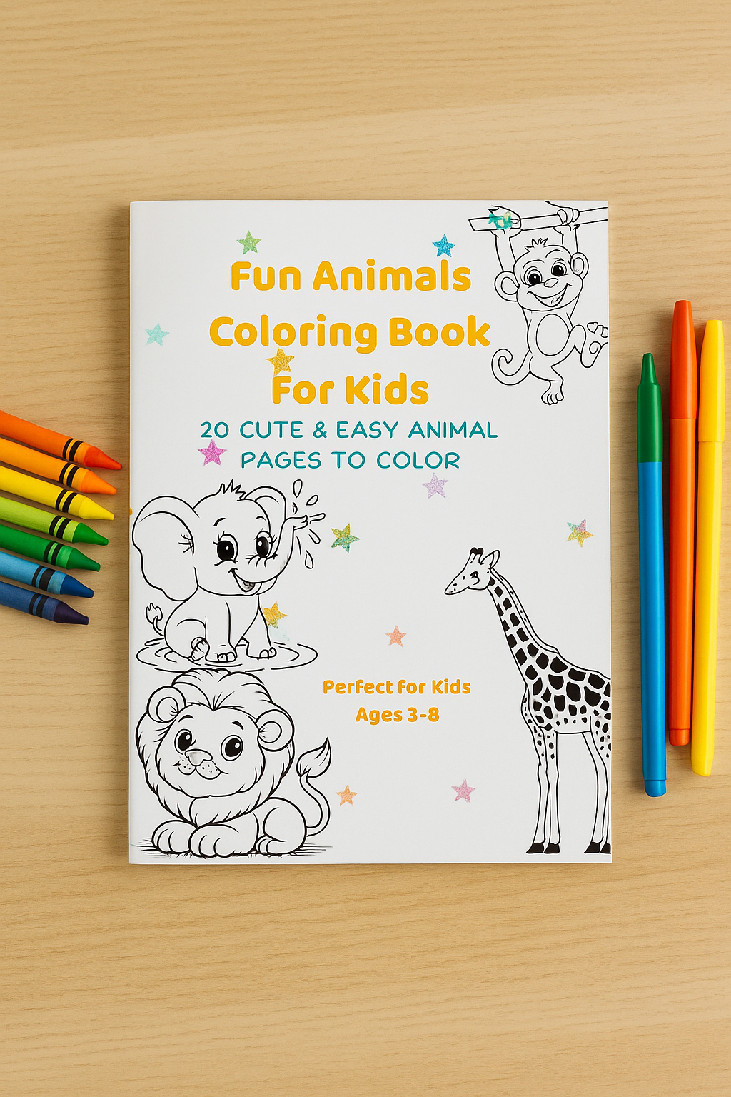 Kids Animals Coloring Book – 20 Printable Pages (PDF Download)