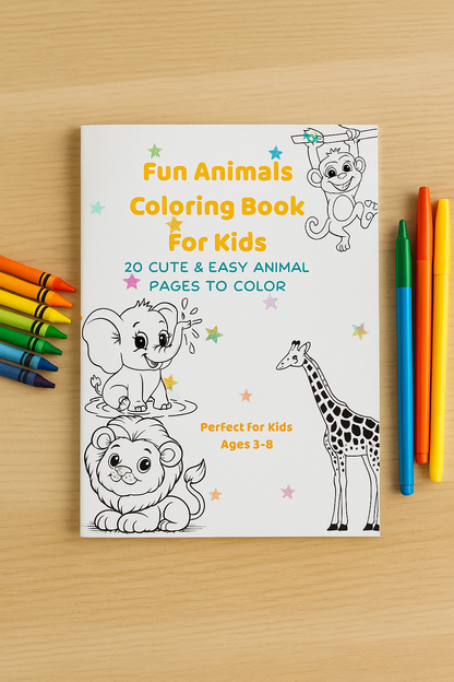 Kids Animals Coloring Book – 20 Printable Pages (PDF Download)