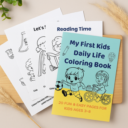 My First Kids Daily Life Coloring Book – 20 Printable Pages (PDF)