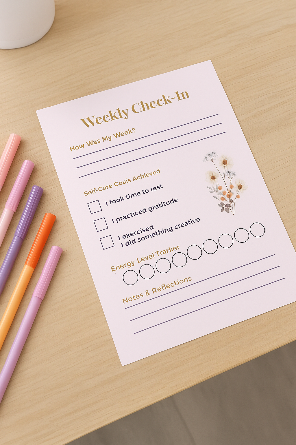 Self-Care Journal – 38 Pages Printable & Digital PDF