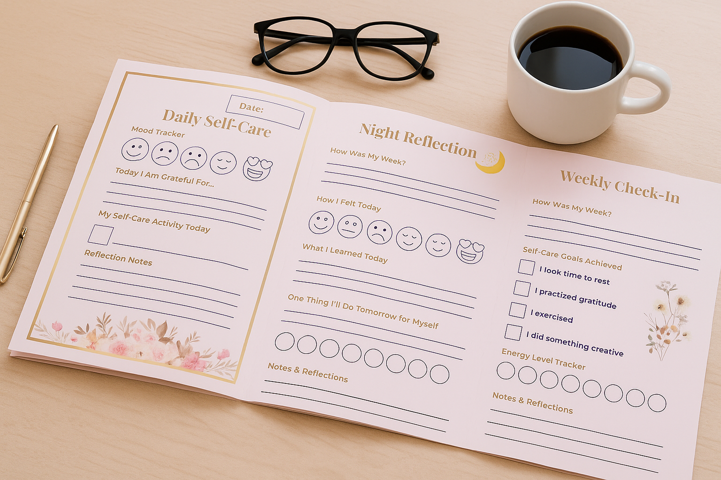 Self-Care Journal – 38 Pages Printable & Digital PDF