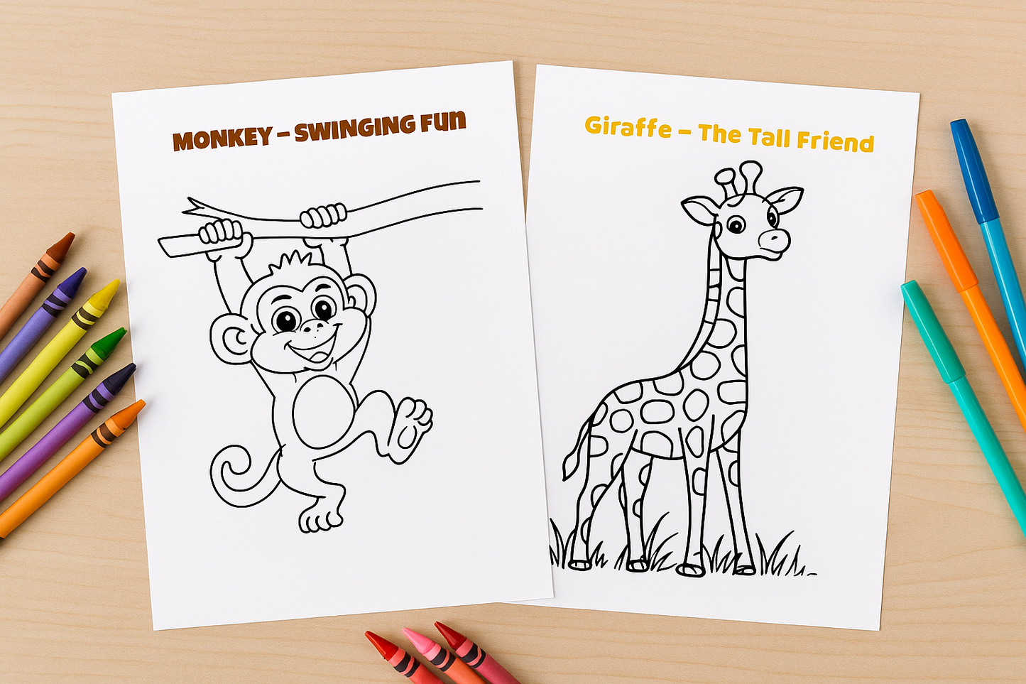 Kids Animals Coloring Book – 20 Printable Pages (PDF Download)
