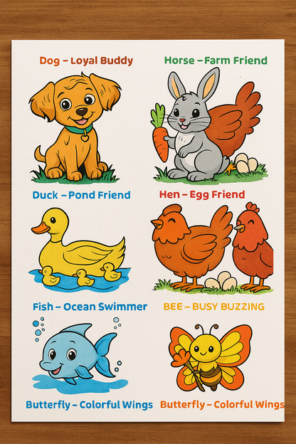 Kids Animals Coloring Book – 20 Printable Pages (PDF Download)