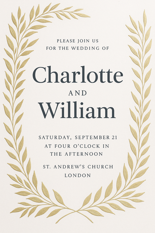 Blush Pink & Gold Floral Wedding Invitation - Digital Card