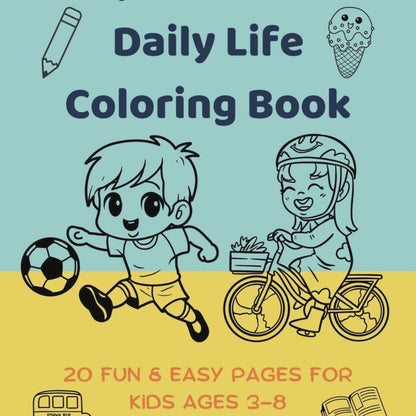 My First Kids Daily Life Coloring Book – 20 Printable Pages (PDF)